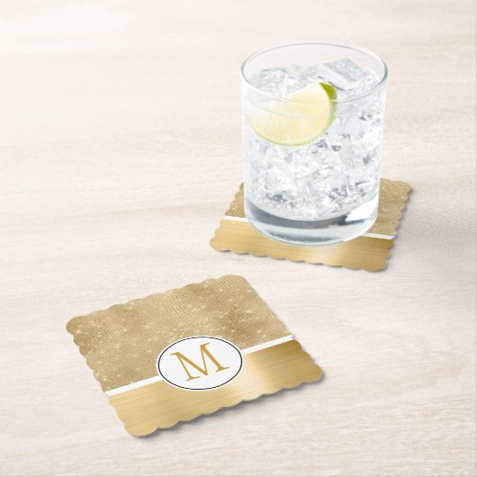 Gold Glam Sparkle Monogram Untersetzer (Vor Ort)