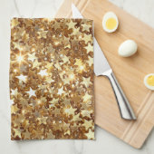 Gold Glam Sparkle Stars Geschirrtuch (Viertel Falte)