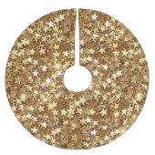 Gold Glam Sparkle Stars Polyester Weihnachtsbaumdecke (Vorderseite)