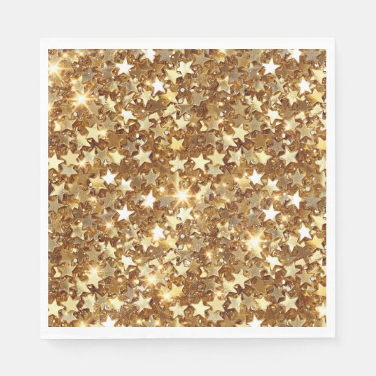 Gold Glam Sparkle Stars Serviette (Vorderseite)