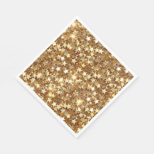 Gold Glam Sparkle Stars Serviette (Ecke)