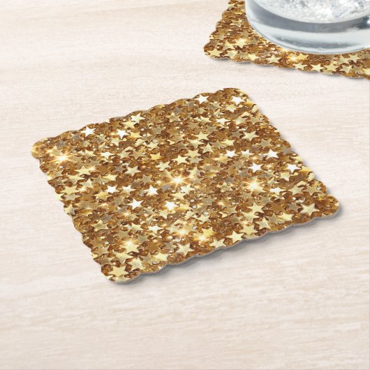 Gold Glam Sparkle Stars Untersetzer (angewinkelt)