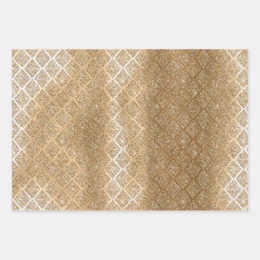 Gold Glam Sparkling Glitzer Geschenkpapier Set (Vorderseite 3)