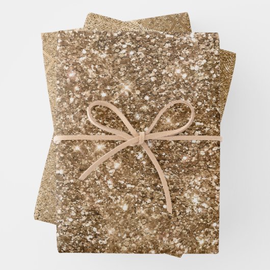 Gold Glam Sparkling Glitzer Geschenkpapier Set (Beispiel)