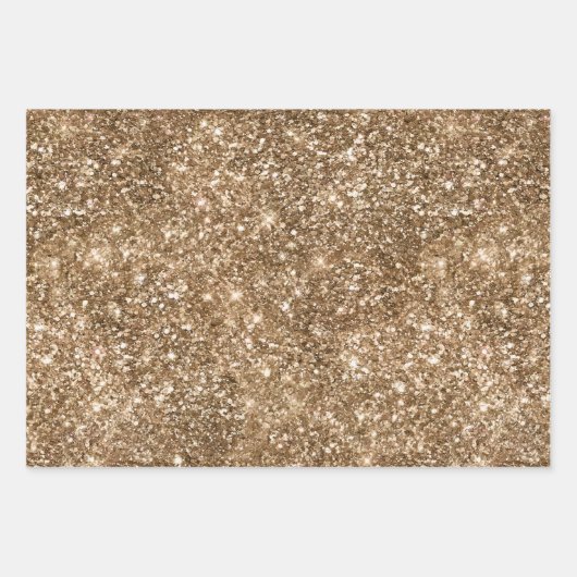 Gold Glam Sparkling Glitzer Geschenkpapier Set (Vorderseite)