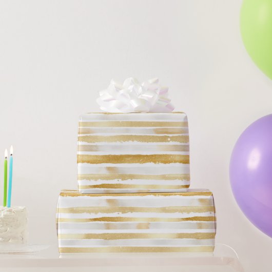 Gold Glam Stripes Birthday Geschenkpapier (Partygeschenke)