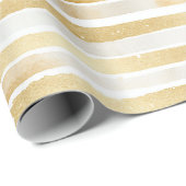 Gold Glam Stripes Birthday Geschenkpapier (Rolleneckpunkt)