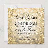 Gold Glam Sweet 16 16 Glitzer Lights Einladung (Vorderseite)