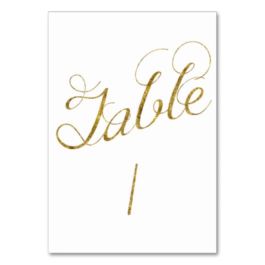 Gold Glam Tabelle 1 Zahl Tischnummer (Vorderseite)