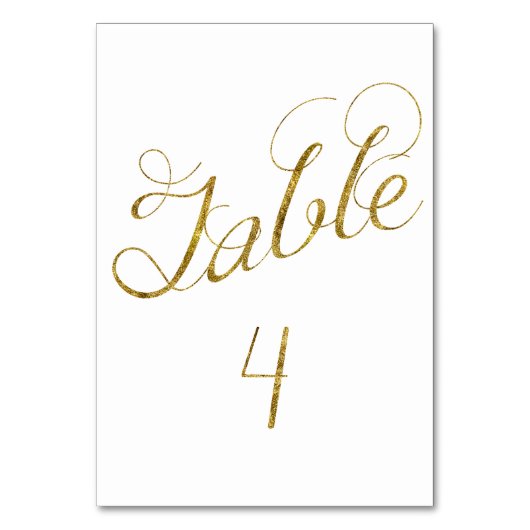 Gold Glam Tabelle 4 Zahl Tischnummer (Vorderseite)