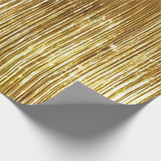 Gold Glam Tinsel Stripes Geschenkpapier (Ecke)