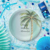 Gold Glam Tropical Palm Tree Geburtstag Pappteller (Party)