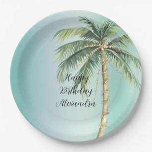 Gold Glam Tropical Palm Tree Geburtstag Pappteller