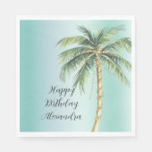 Gold Glam Tropical Palm Tree Geburtstag Serviette (Vorderseite)