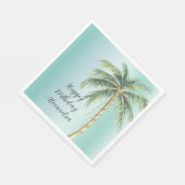 Gold Glam Tropical Palm Tree Geburtstag Serviette (Ecke)