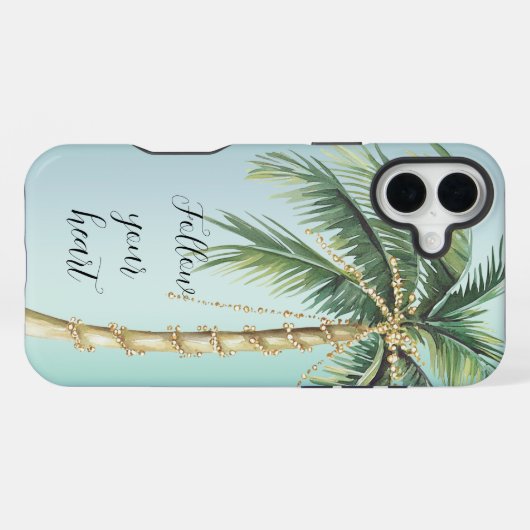 Gold Glam Tropical Palm Tree iPhone Hülle (Rückseite (Horizontal))