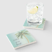 Gold Glam Tropical Palm Tree Steinuntersetzer (Seitenansicht)