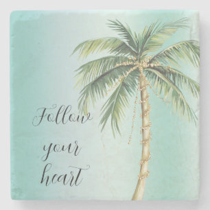 Gold Glam Tropical Palm Tree Steinuntersetzer