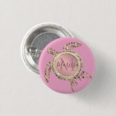 Gold Glam Turtle Monogram Button (Vorne & Hinten)
