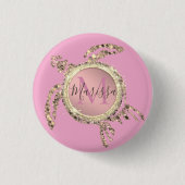 Gold Glam Turtle Monogram Button (Vorderseite)