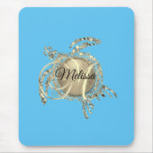 Gold Glam Turtle Monogram Mousepad (Vorne)