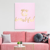 Gold Glam und Pink Sie sind schön Leinwanddruck (Insitu (Wohnzimmer))
