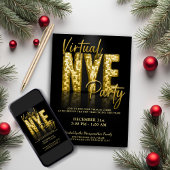 Gold Glam Virtual Silvester Party Einladung