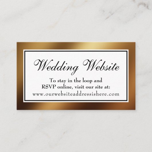 Gold Glam Wedding Website Einsteckkarte Begleitkarte (Vorderseite)