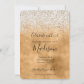 Gold Glam White Glitzer Sparkle Einladung (Vorderseite)