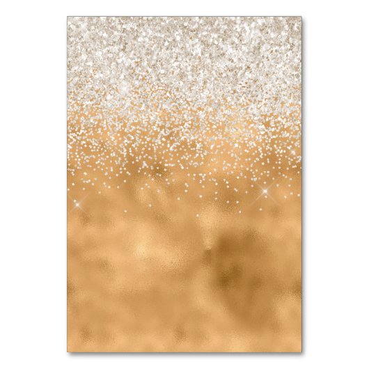 Gold Glam White Glitzer Sparkle Tischnummer (Rückseite)