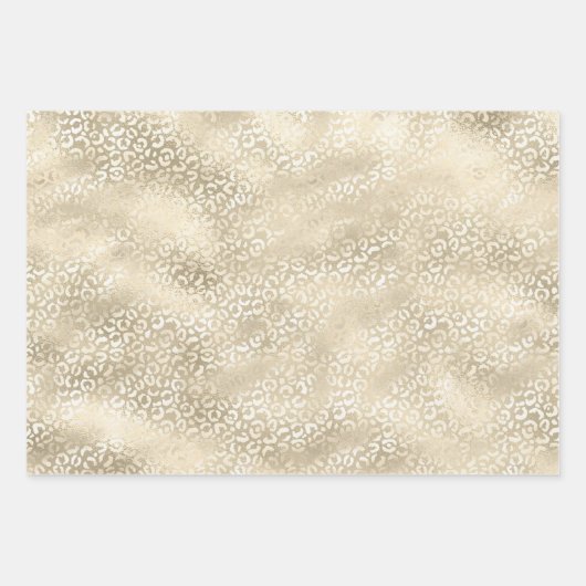 Gold Glam White Leopard Print Geschenkpapier Set (Vorderseite 3)