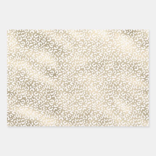 Gold Glam White Leopard Print Geschenkpapier Set (Vorderseite)