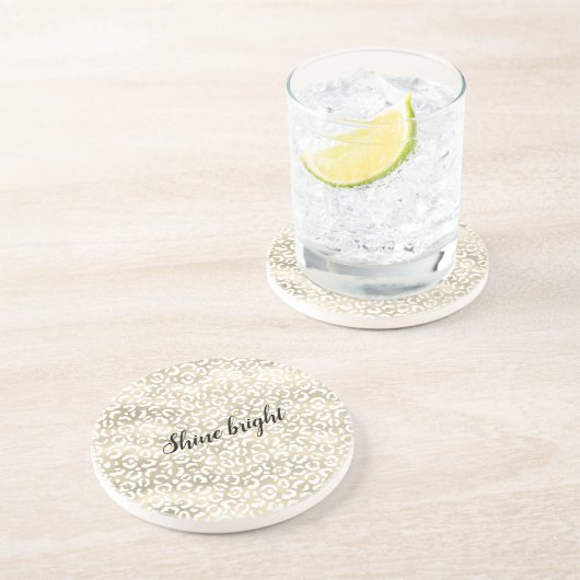 Gold Glam White Leopard Print Getränkeuntersetzer (Seite)