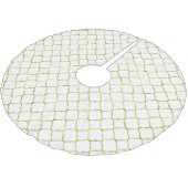 Gold Glam White Quatrefoil Weihnachten Polyester Weihnachtsbaumdecke (Schrägansicht)