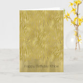 Gold Glam Zebra Print Streifen Geburtstag Karte (Gelbe Blume)