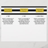 Gold Glamour Black Stripes Salon Menü Broschüre (Rückseite)