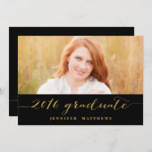 Gold Glamour Foto 2016 Graduation Party Einladung (Vorne/Hinten)