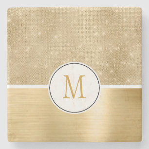 Gold Glamour Glanz Monogramm Steinuntersetzer