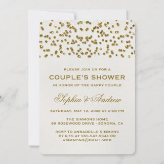 Gold Glamour Glitzer Confetti Couple Dusche Einladung