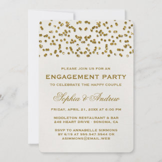 Gold Glamour Glitzer Confetti Engagement Party Einladung
