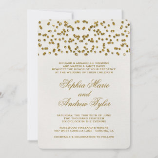 Gold Glamour Glitzer Confetti Hochzeit Einladung