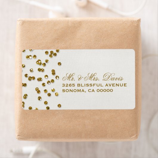 Gold Glamour Glitzer Confetti Labels (Insitu)