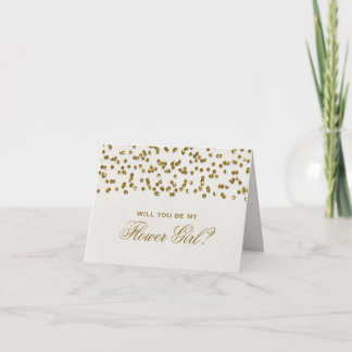 Gold Glamour Glitzer Confetti mein Blumenmädchen? Einladung