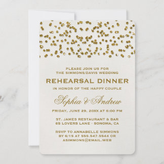 Gold Glamour Glitzer Confetti Probe Dinner Einladung