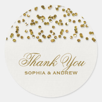 Gold Glamour Glitzer Confetti Vielen Dank Sticker