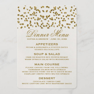 Gold Glamour Glitzer Confetti Wedding Menu Menükarte
