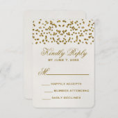 Gold Glamour Glitzer Confetti Wedding RSVP Card (Vorne/Hinten)