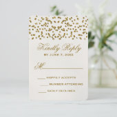Gold Glamour Glitzer Confetti Wedding RSVP Card (Stehend Vorderseite)