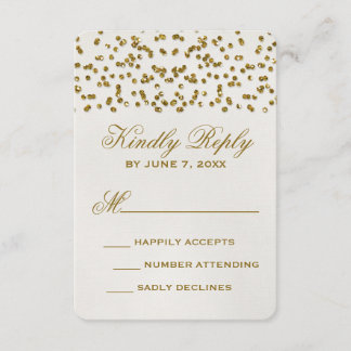 Gold Glamour Glitzer Confetti Wedding RSVP Card Karte