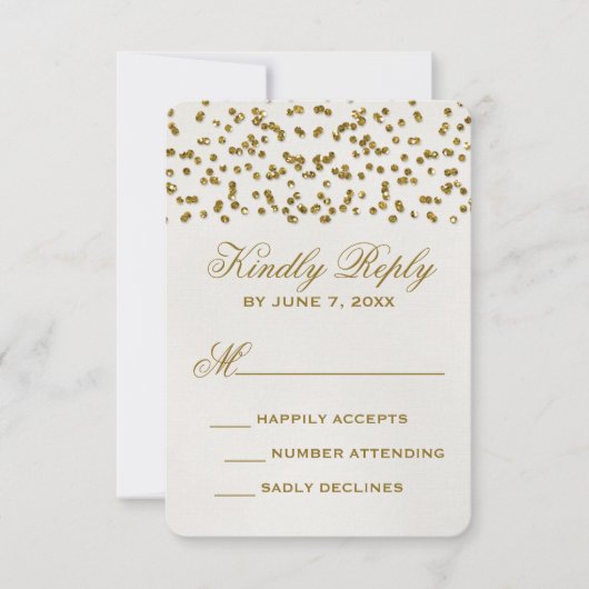 Gold Glamour Glitzer Confetti Wedding RSVP Card Karte (Vorderseite)